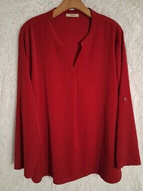 Timeson Dark Red Flowy Blouse XXL